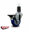 Service Caster 3.5'' Blue Poly Swivel 1-5/8'' Expanding Stem Caster with Brake SCC-EX20S3514-PPUB-BLUE-PLB-158